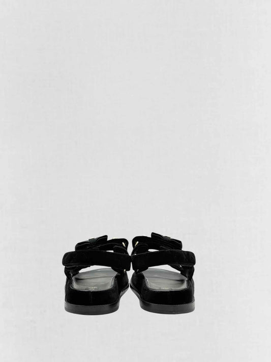 CHANEL Velvet Dad Black Quilted Size EU 42 Sandals