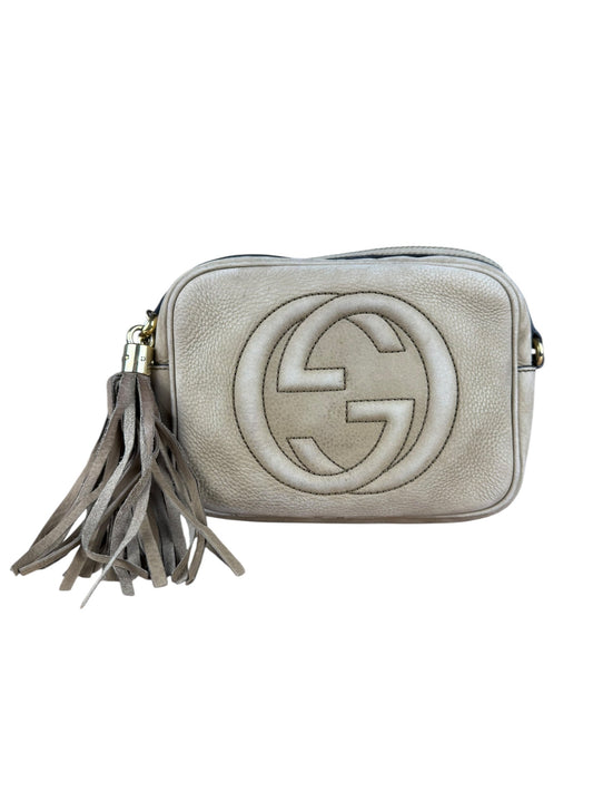 Gucci Brown Suede Soho Disco Crossbody Beige