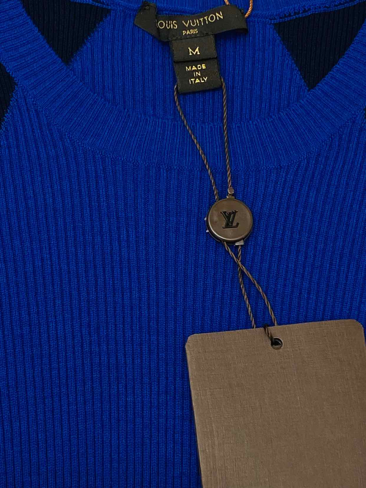 LOUIS VUITTON Blue w/ Black Ribbed Size Medium Jumper