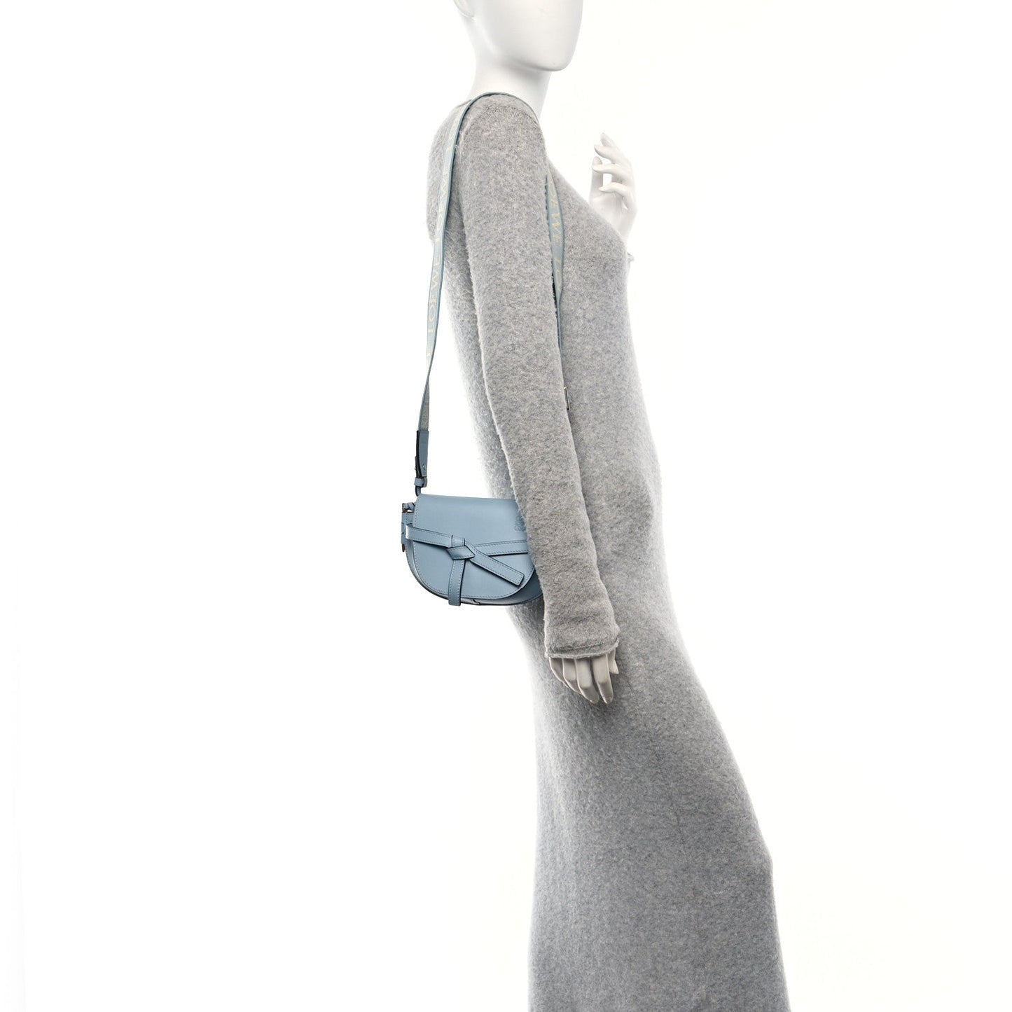 Loewe Calfskin Jacquard Mini Gate Dual Bag Dusty Blue