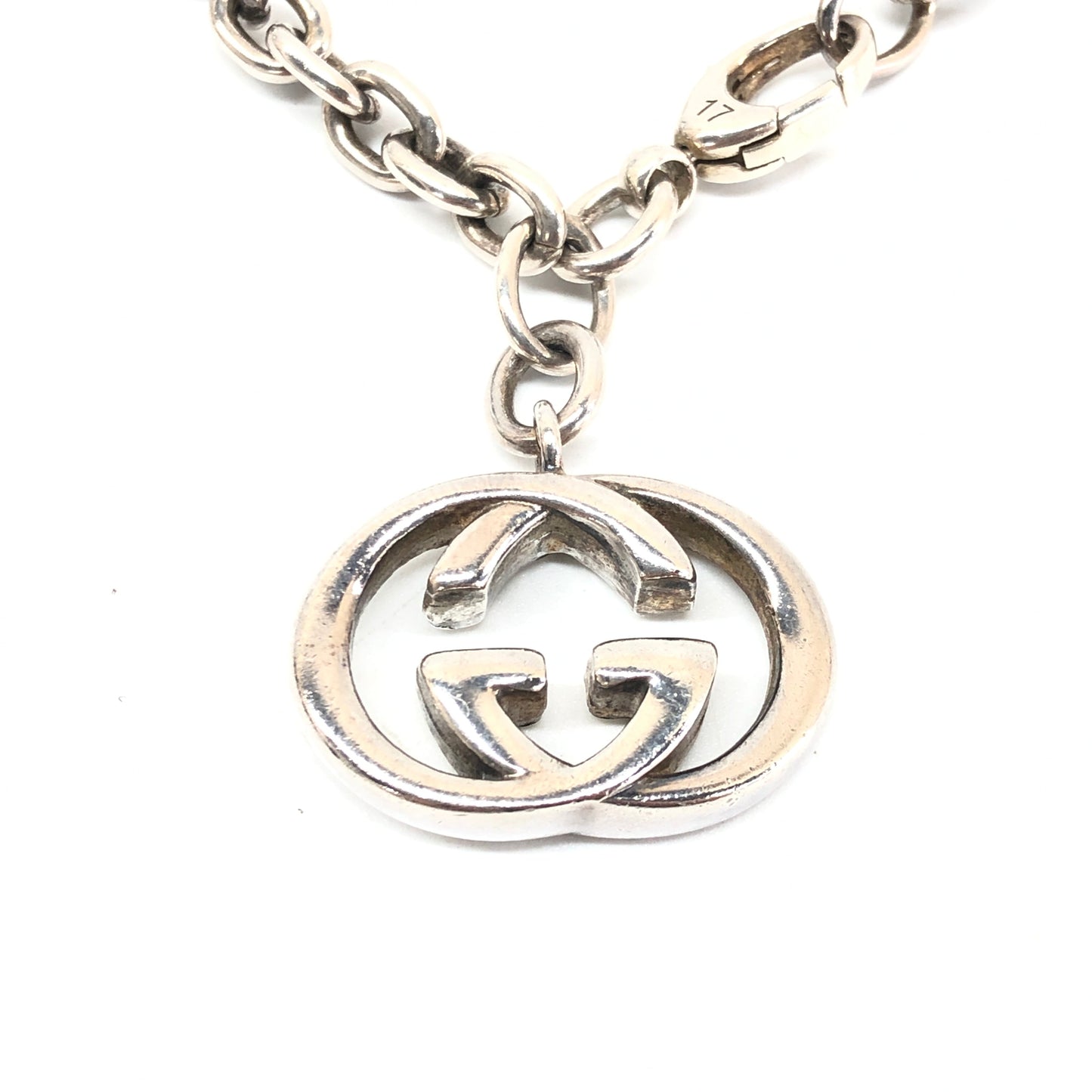 Gucci Interlocking GG Logo Charm Sterling Silver Bracelet