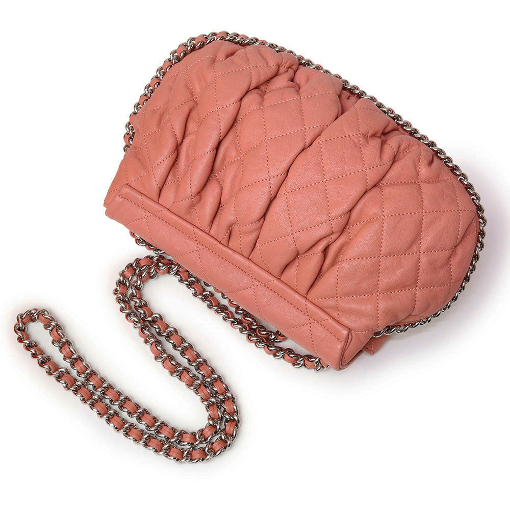 Chanel Matelasse  Chain Around Crossbody Lambskin Leather Pink