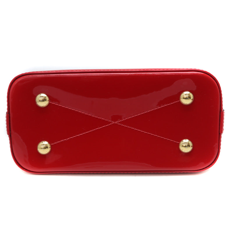 Louis Vuitton Alma BB Patent Calf Leather Monogram Red Brown