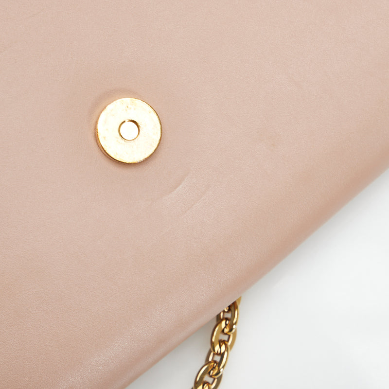 Louis Vuitton Pochette GM Chain Shoulder Bag Nude Beige Pink