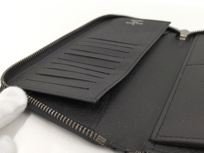 Louis Vuitton Vertical Round Zipper Long Wallet Eclipse Black