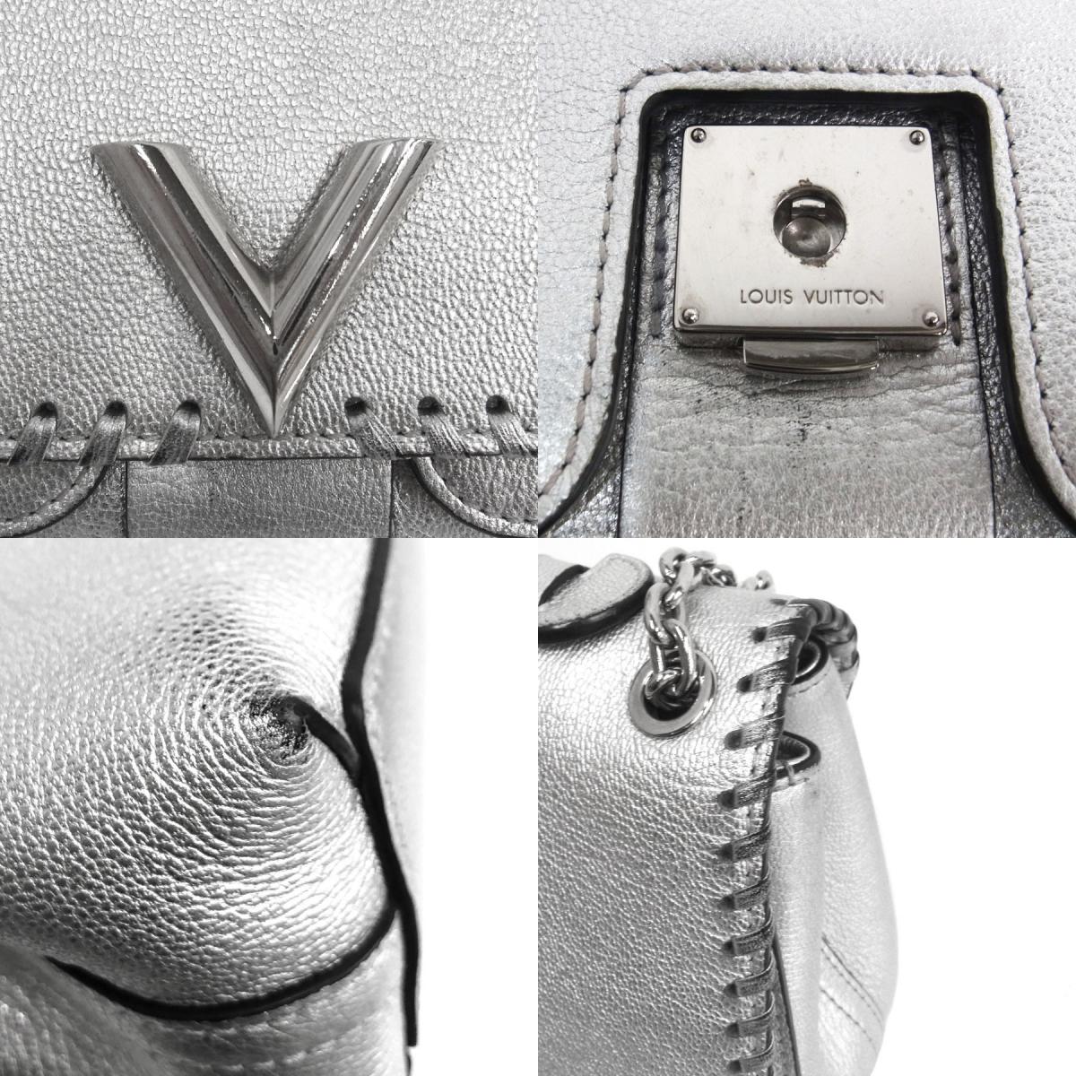 Louis Vuitton Silver Metallic Leather Braided Around Very Chain Bag