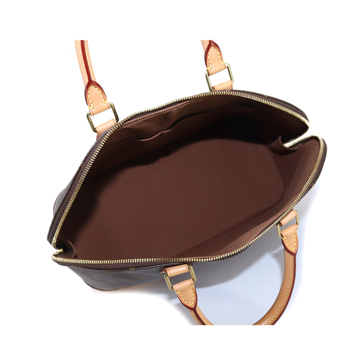 Louis Vuitton Monogram Alma GM Hand Bag Brown Gold Hardware