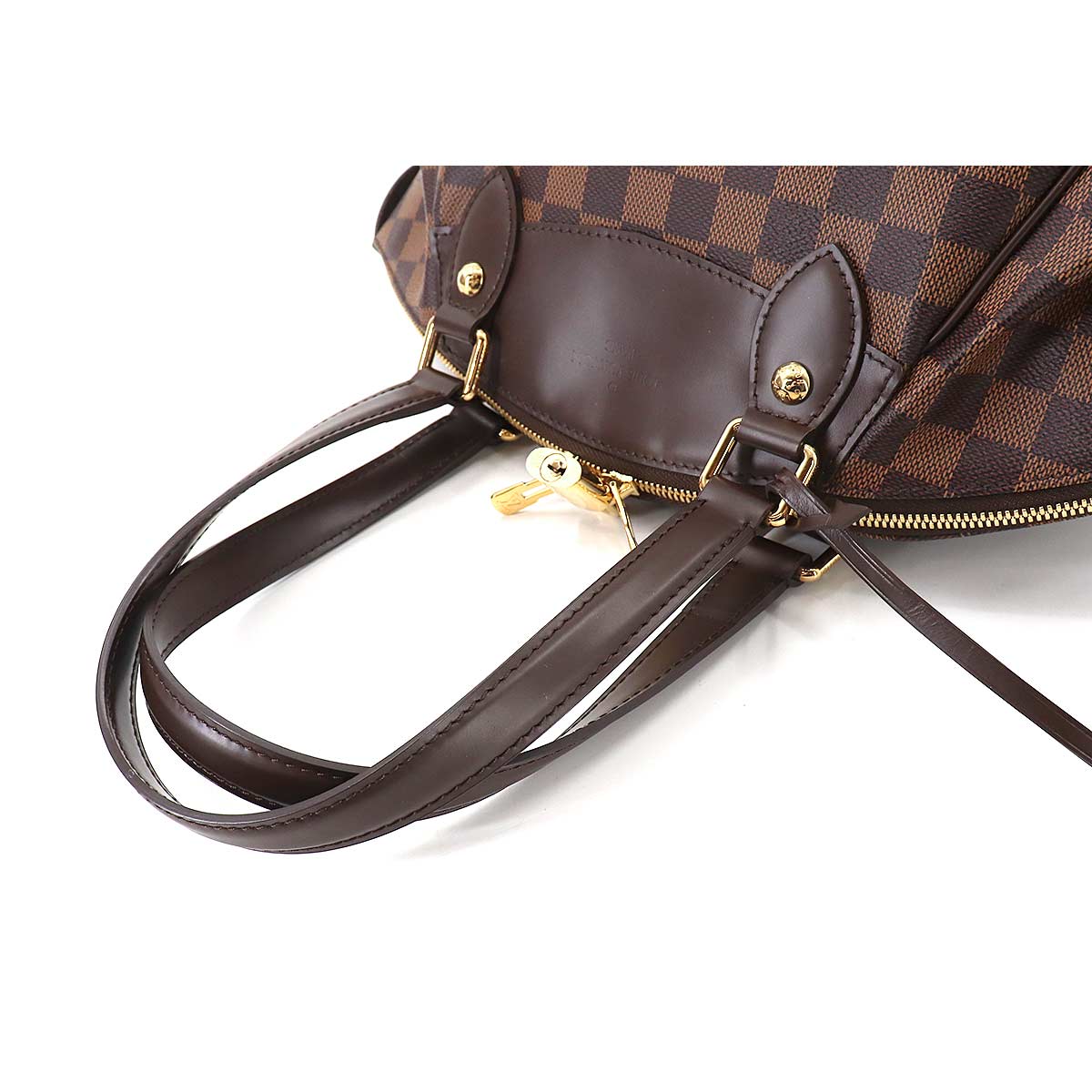 Louis Vuitton Damier Verona PM Hand Bag Ebene Brown Gold Hardware