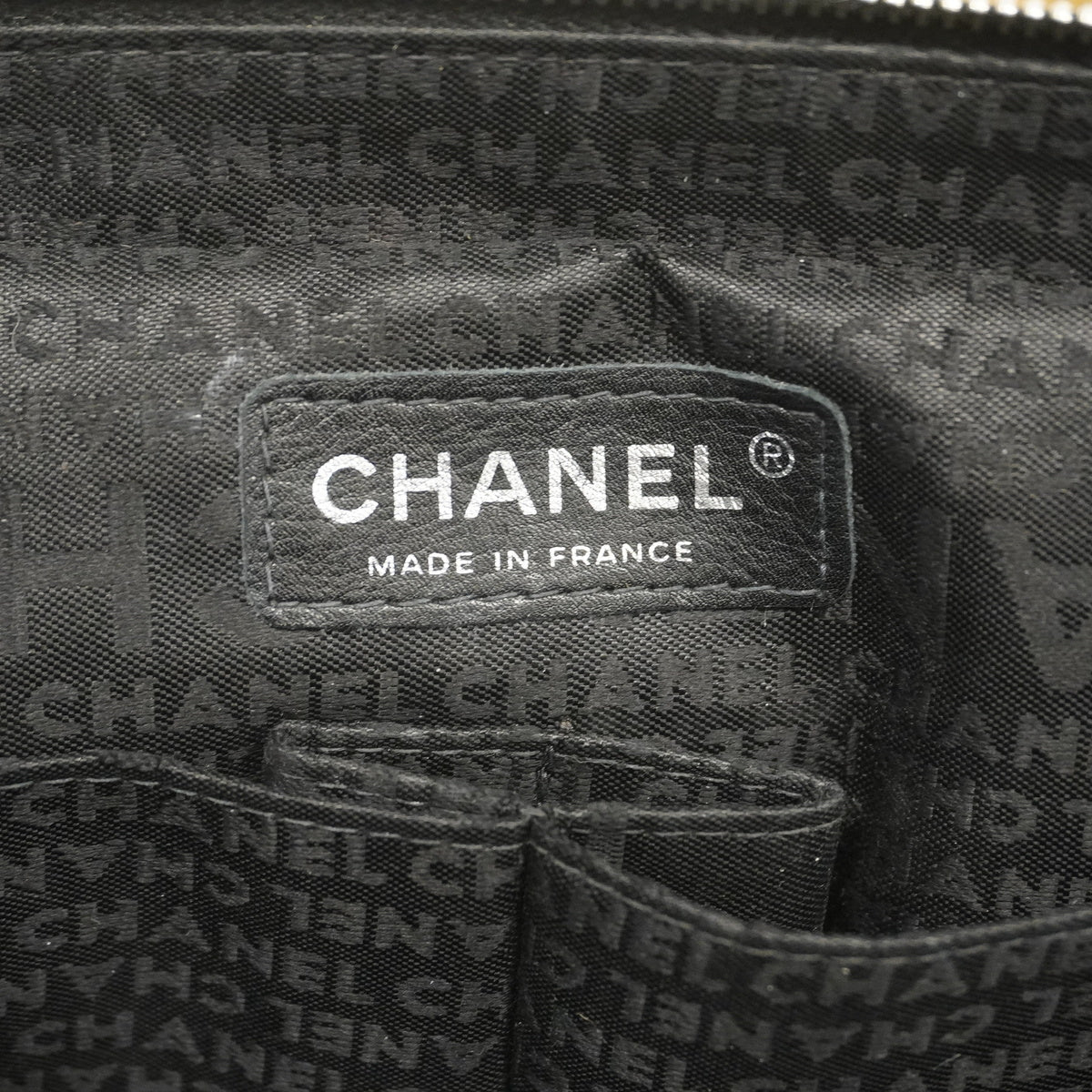 Chanel Shoulder Bag Chocolate Bar Chain Nylon Black Silver