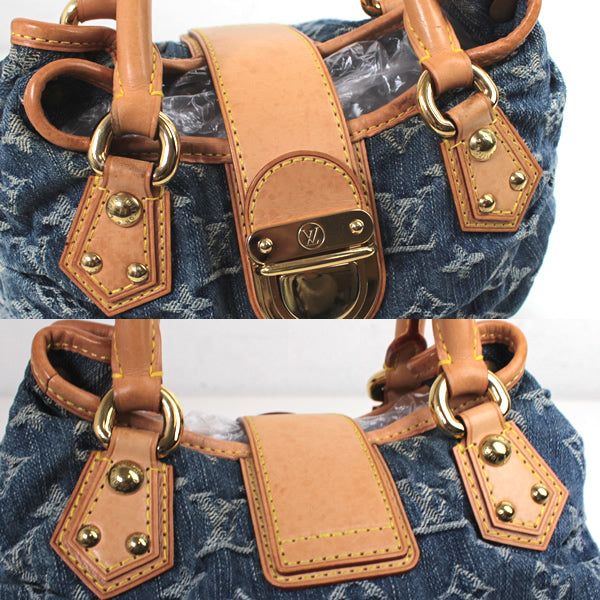 Louis Vuitton Pleaty Handbag Tote Bag Monogram Denim