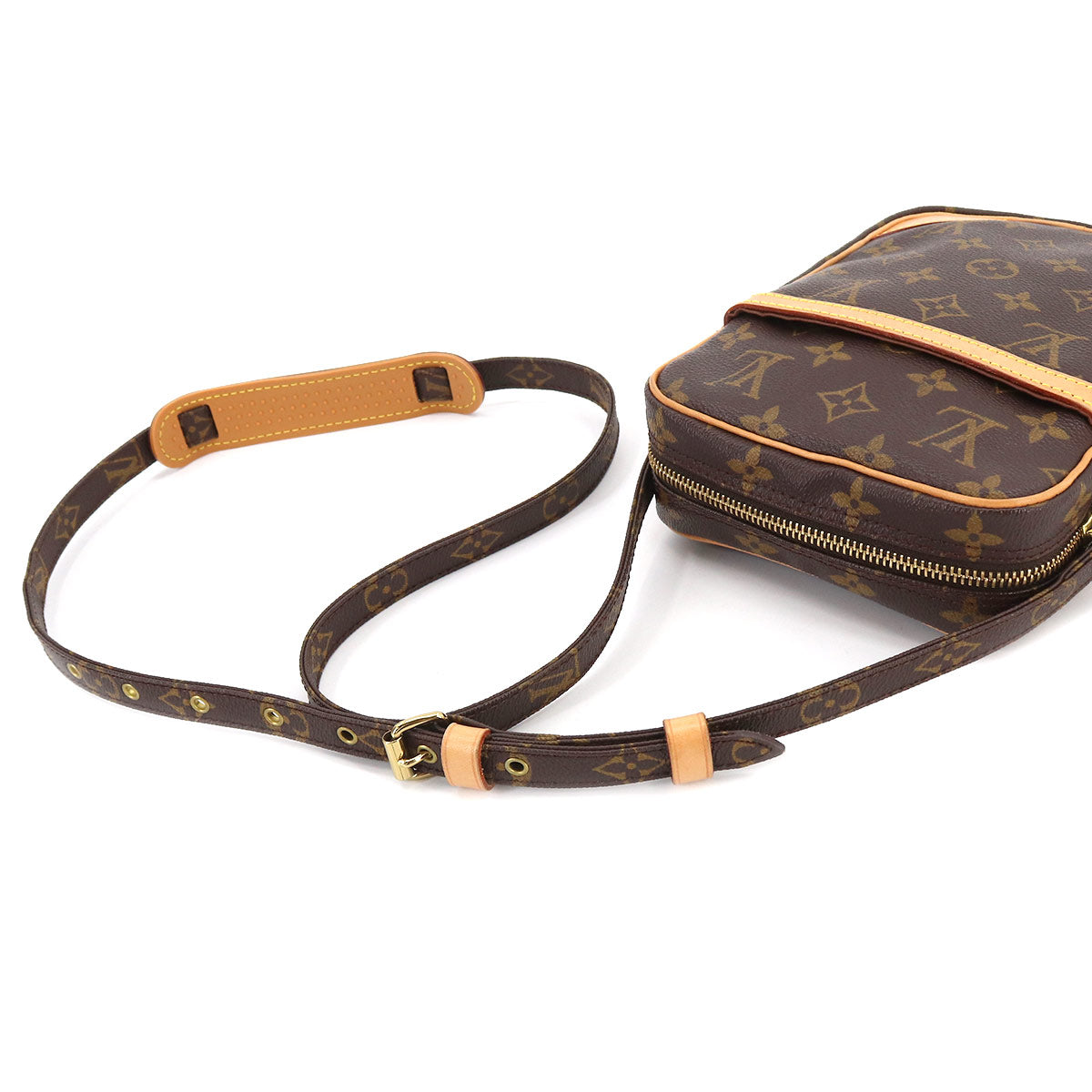 Louis Vuitton Monogram Danube Shoulder Bag Brown Gold Hardware