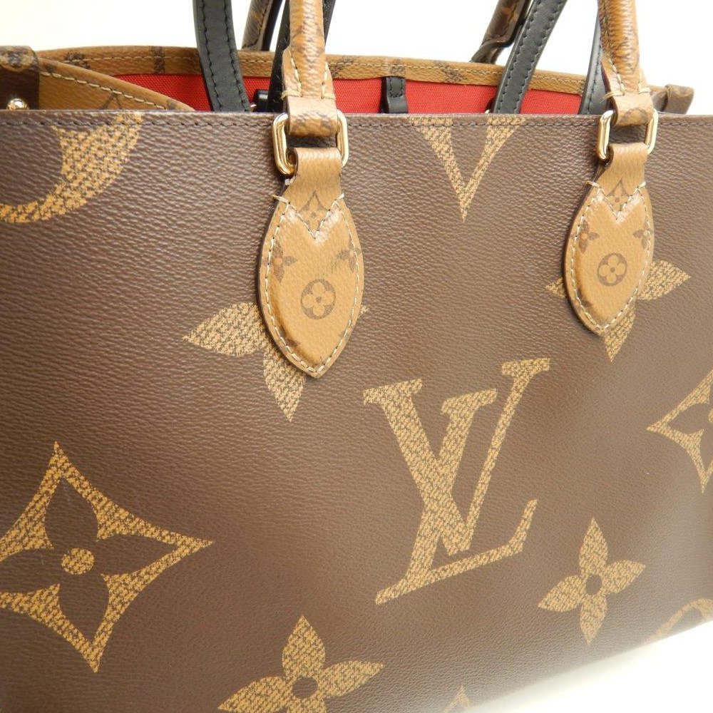 Louis Vuitton Monogram On The Go MM Giant Reverse Tote Bag Brown