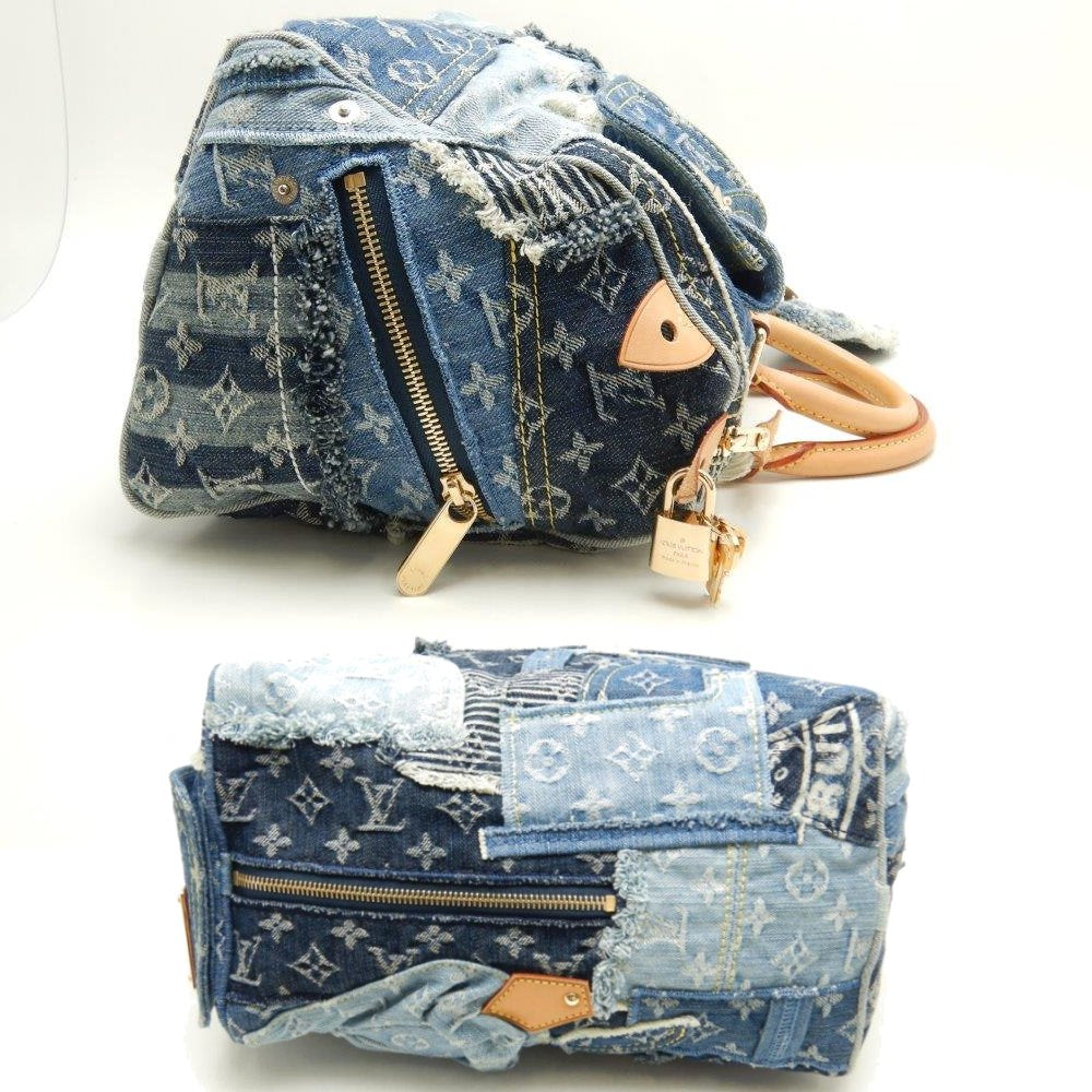 Louis Vuitton Monogram Denim Speedy 30 Blue Boston Bag