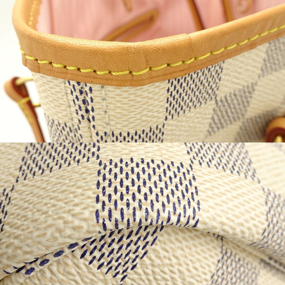 Louis Vuitton Damier Azur Neverfull MM Rose Ballerine Tote Bag