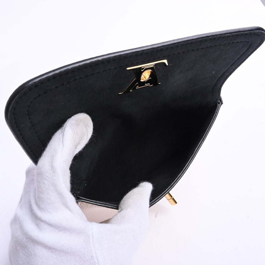 Louis Vuitton Pochette Lock Me Shoulder Bag Kataoshi Leather Black