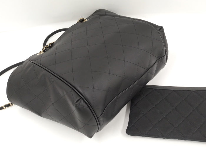 Chanel Chain Shoulder Bag Wild Stitch Leather Black