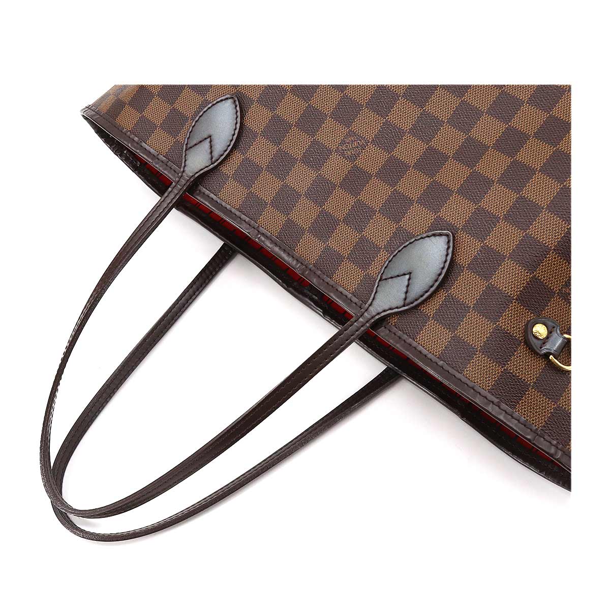 Louis Vuitton Damier Neverfull MM Tote Bag Ebene Cerise Brown Gold Hardware