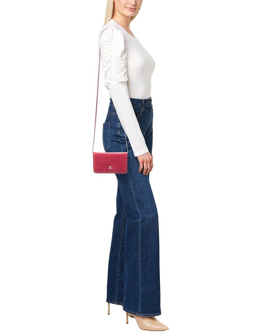 Chanel Pink Lambskin Leather Wallet On Chain ( ) Women's
