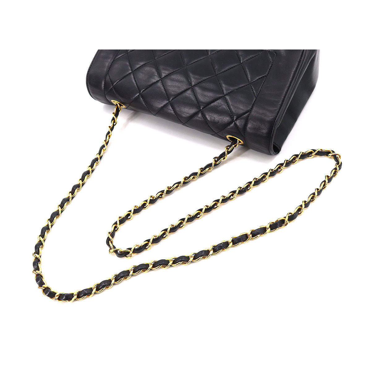 Chanel Matelasse Chain Shoulder Bag Leather Black Gold Metal Fittings