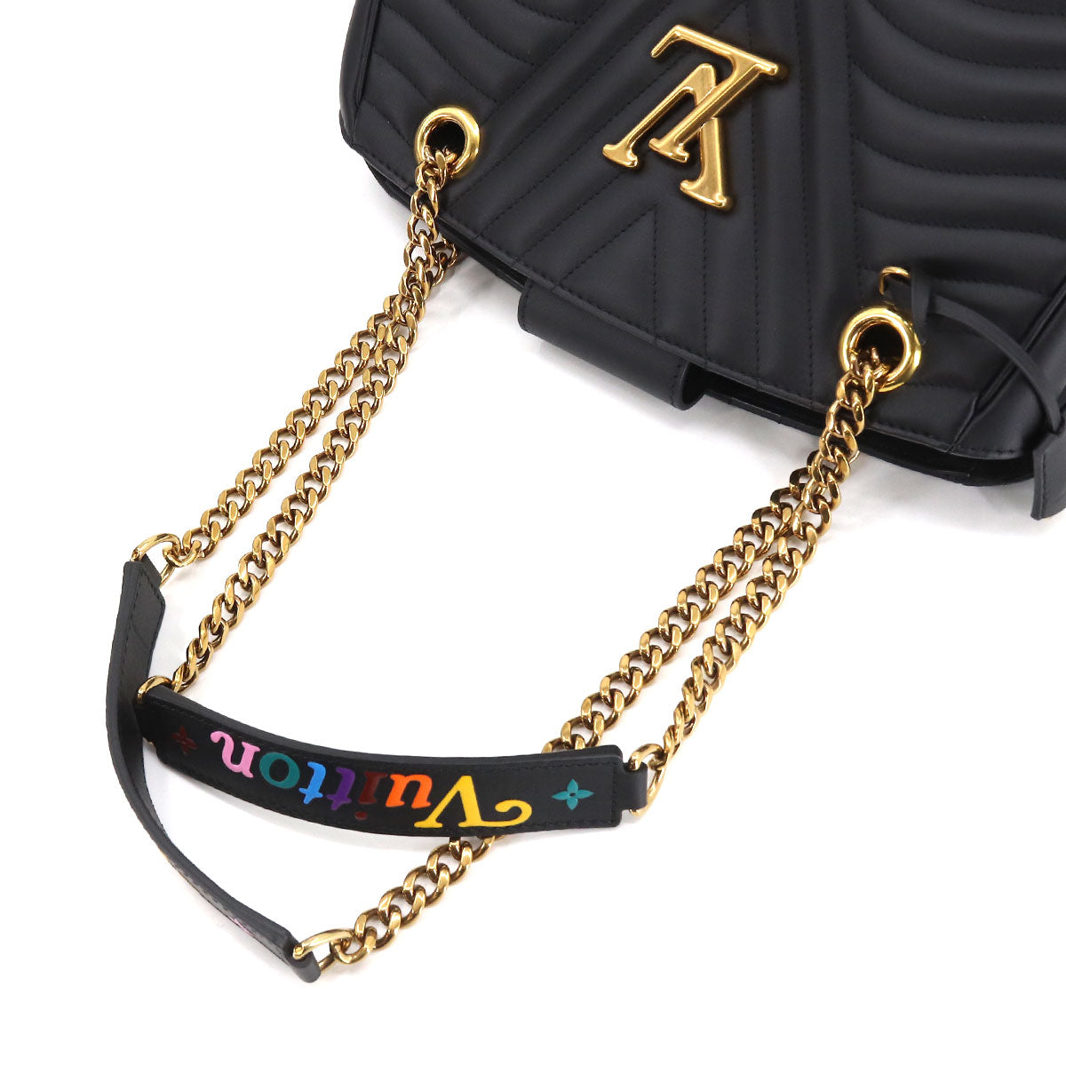 Louis Vuitton New Wave Chain Tote 2 Way Shoulder Bag Leather Noir