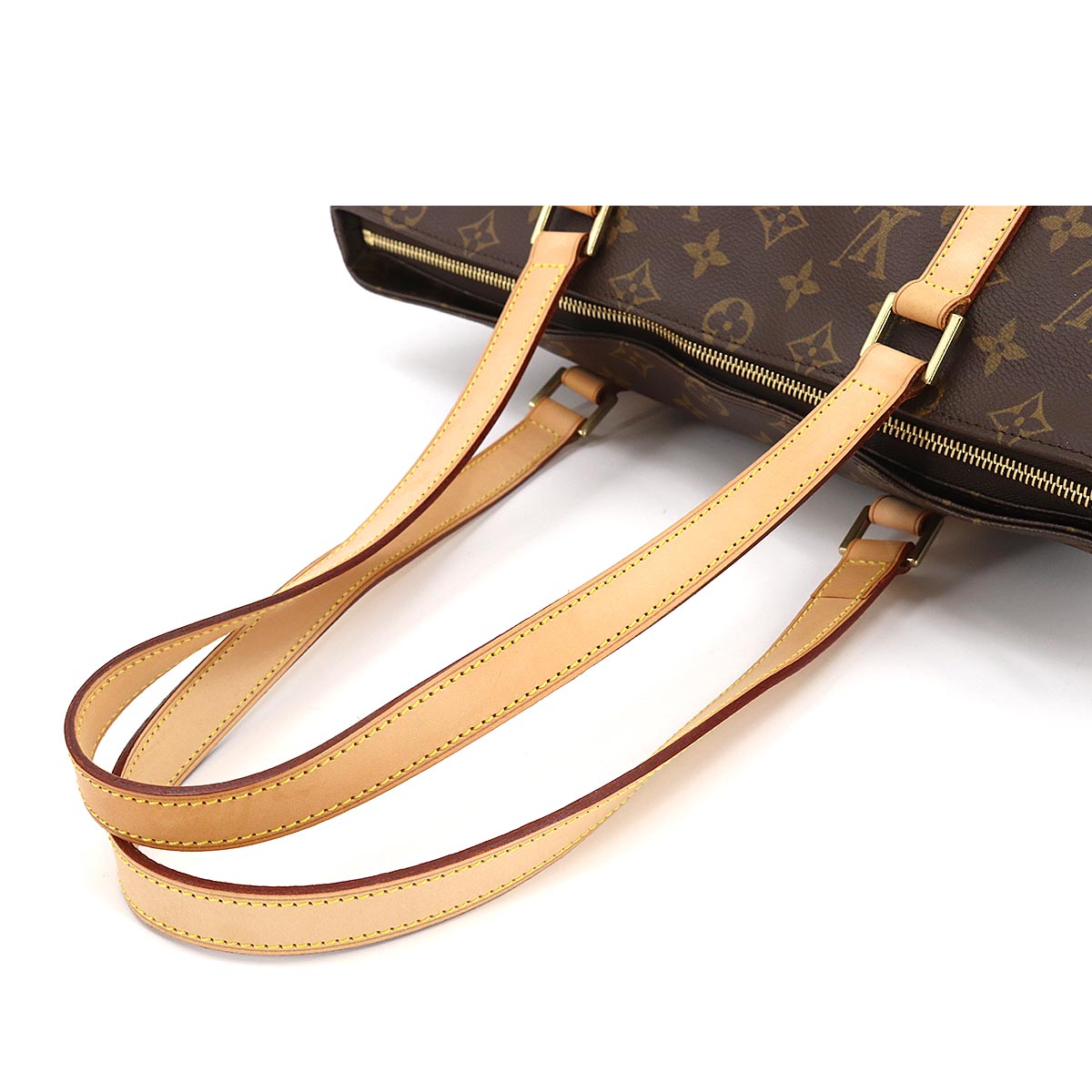 Louis Vuitton Monogram Cabas Mezzo Tote Bag Brown Gold Metal Fittings
