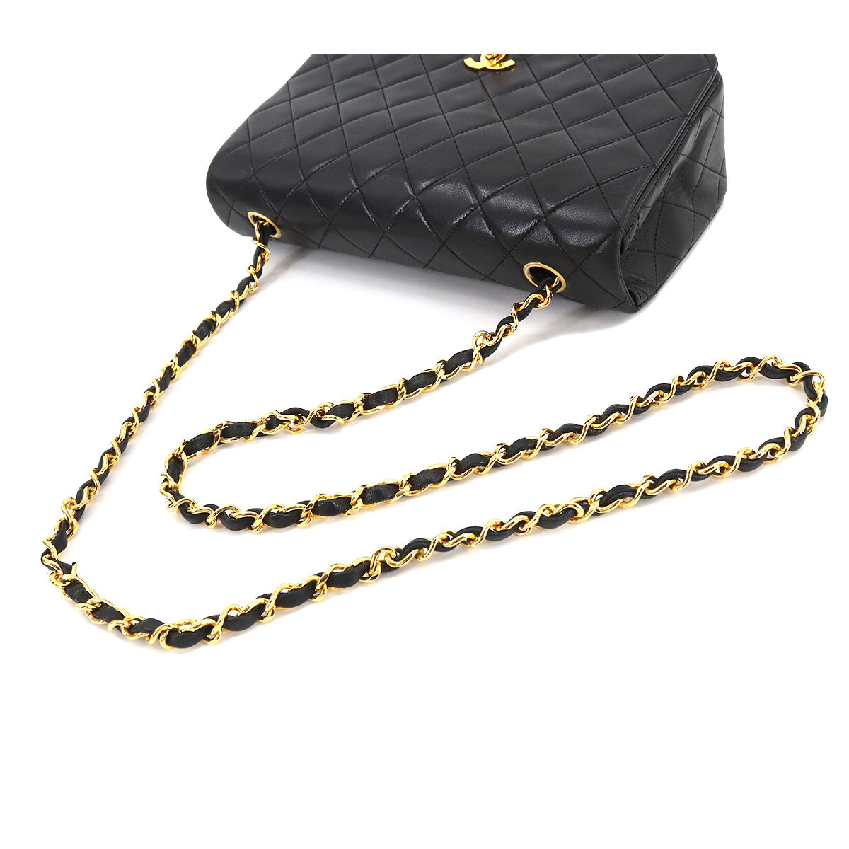 Chanel Matelasse Chain Shoulder Bag Leather Black Gold Metal Fittings