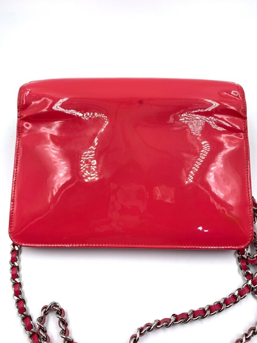 Chanel Pink/White Patent Leather Cc Woc Clutch Bag