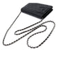 Chanel Cambon Line Chain Wallet Folio Long Wallet Leather Enamel Black Silver Metal Fittings