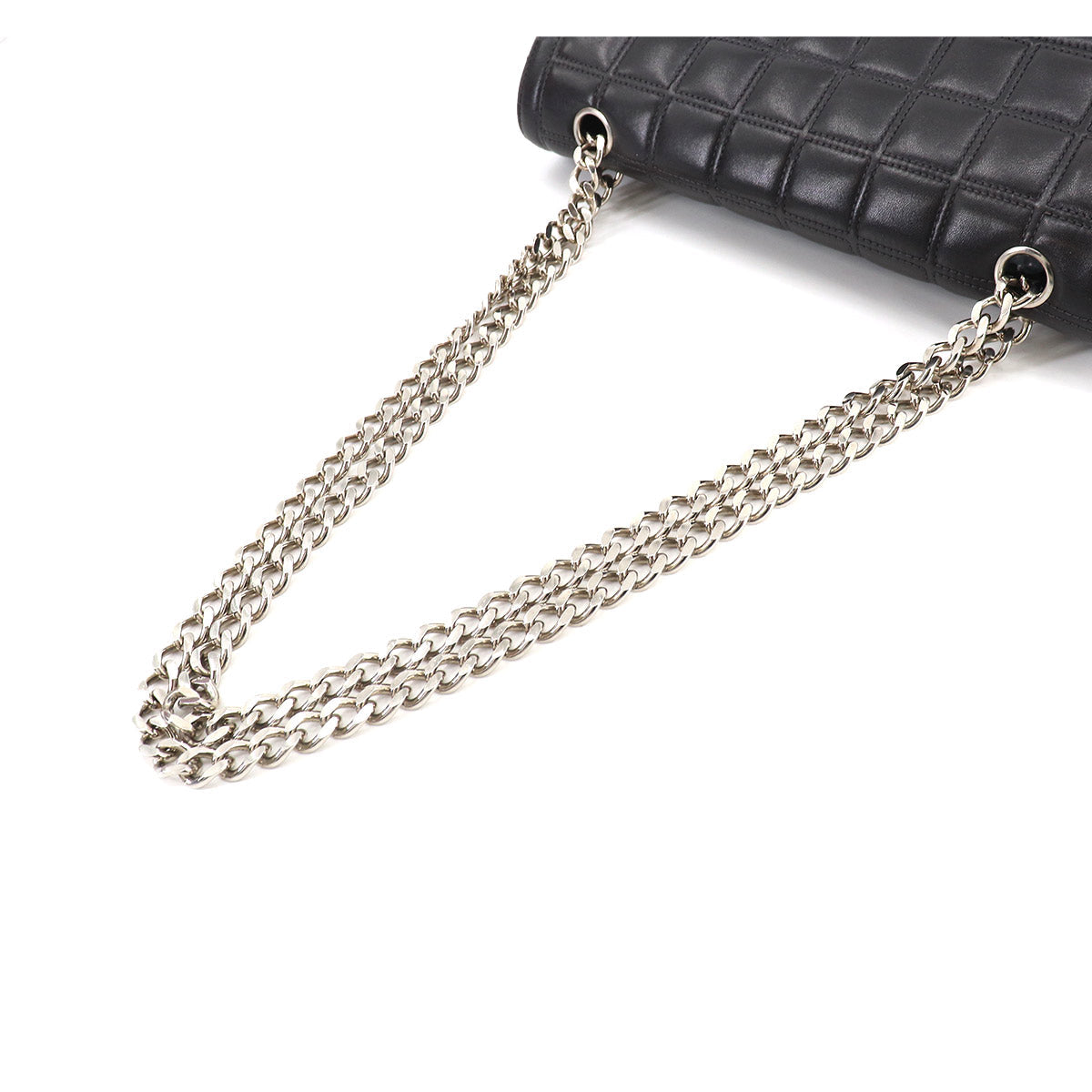 Chanel Chocolate Bar 2.55 Chain Shoulder Bag Black Leather