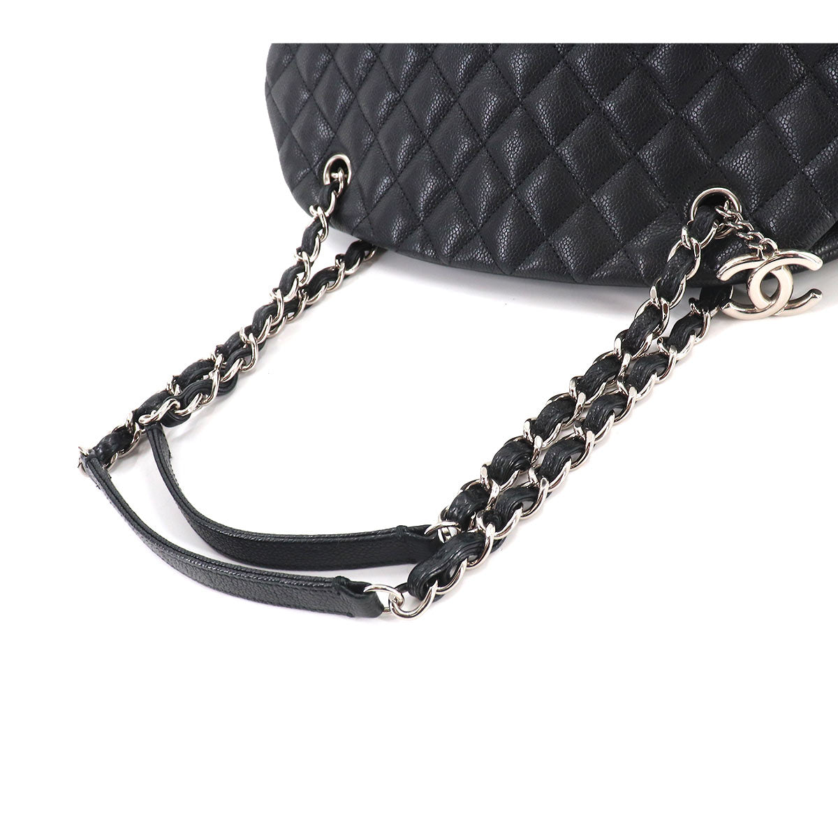 Chanel Mademoiselle Bowling Chain Shoulder Bag Caviar Skin Black