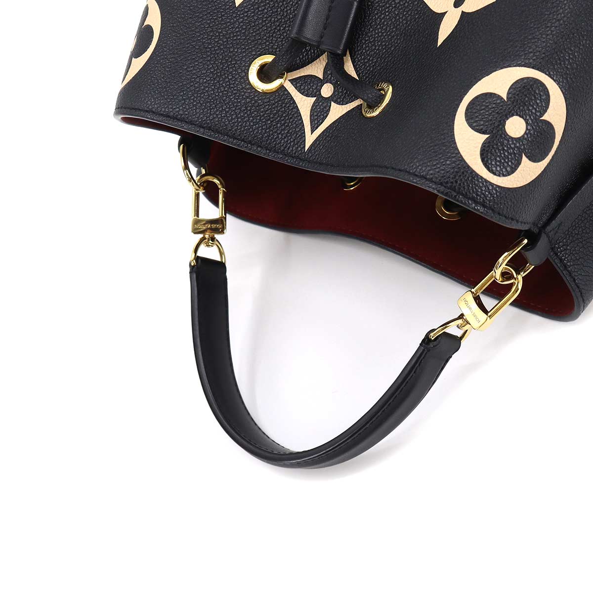 Louis Vuitton Bicolor Monogram Emplant NeoNoe MM Shoulder Bag Leather Black Beige