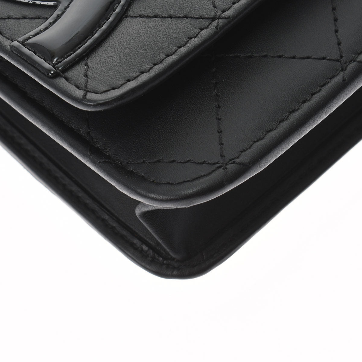 Chanel Line Black/Silver hardware Calfskin Women's Chain Wallet