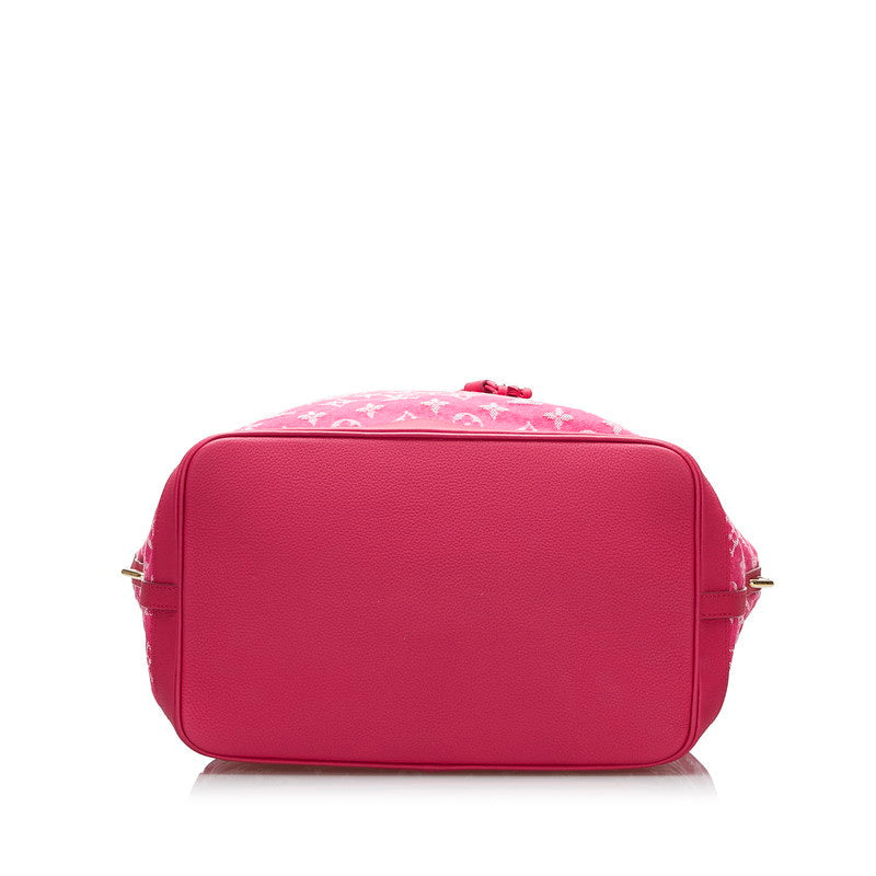 Louis Vuitton Noefle MM Denim Canvas Shoulder Bag Pink