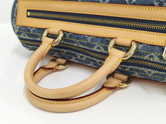 Louis Vuitton Neo Speedy Handbag Mini Boston Bag Monogram Denim Blue