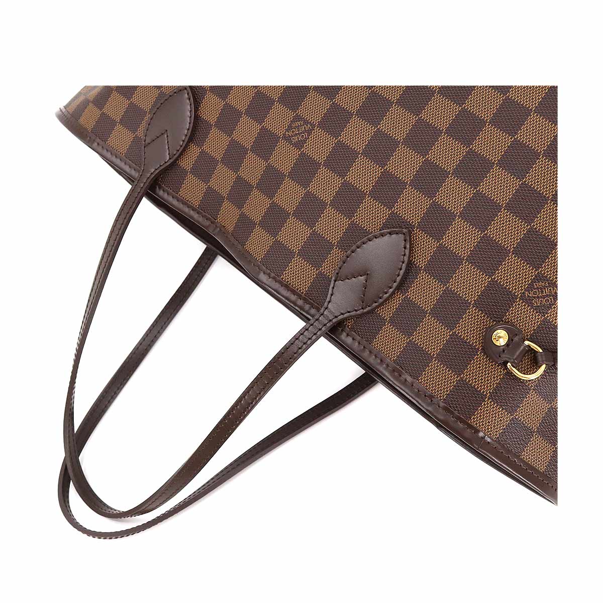 Louis Vuitton Damier Neverfull MM Tote Bag Ebene Cerise Brown Gold Hardware