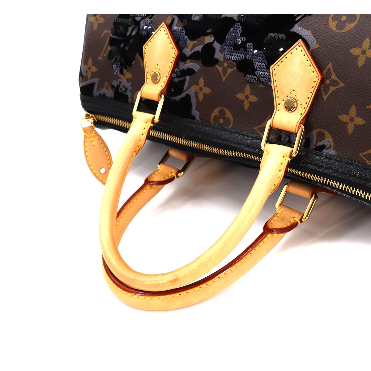Louis Vuitton Monogram Fleur De Gees Speedy 30 Hand Bag Sequin Brown