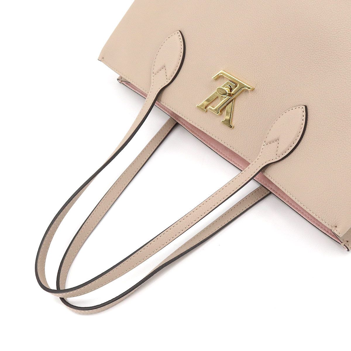 Louis Vuitton Lockme Shopper Tote Bag Leather Greige Gold Hardware