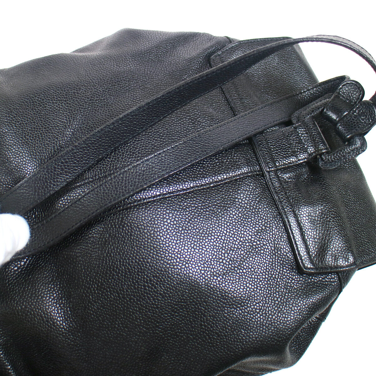 Chanel CC Chain Backpack Bag Black Caviar Skin Leather