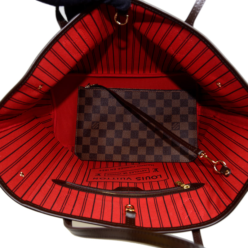 Louis Vuitton Neverfull MM Tote Shoulder Bag Damier Ebene Canvas