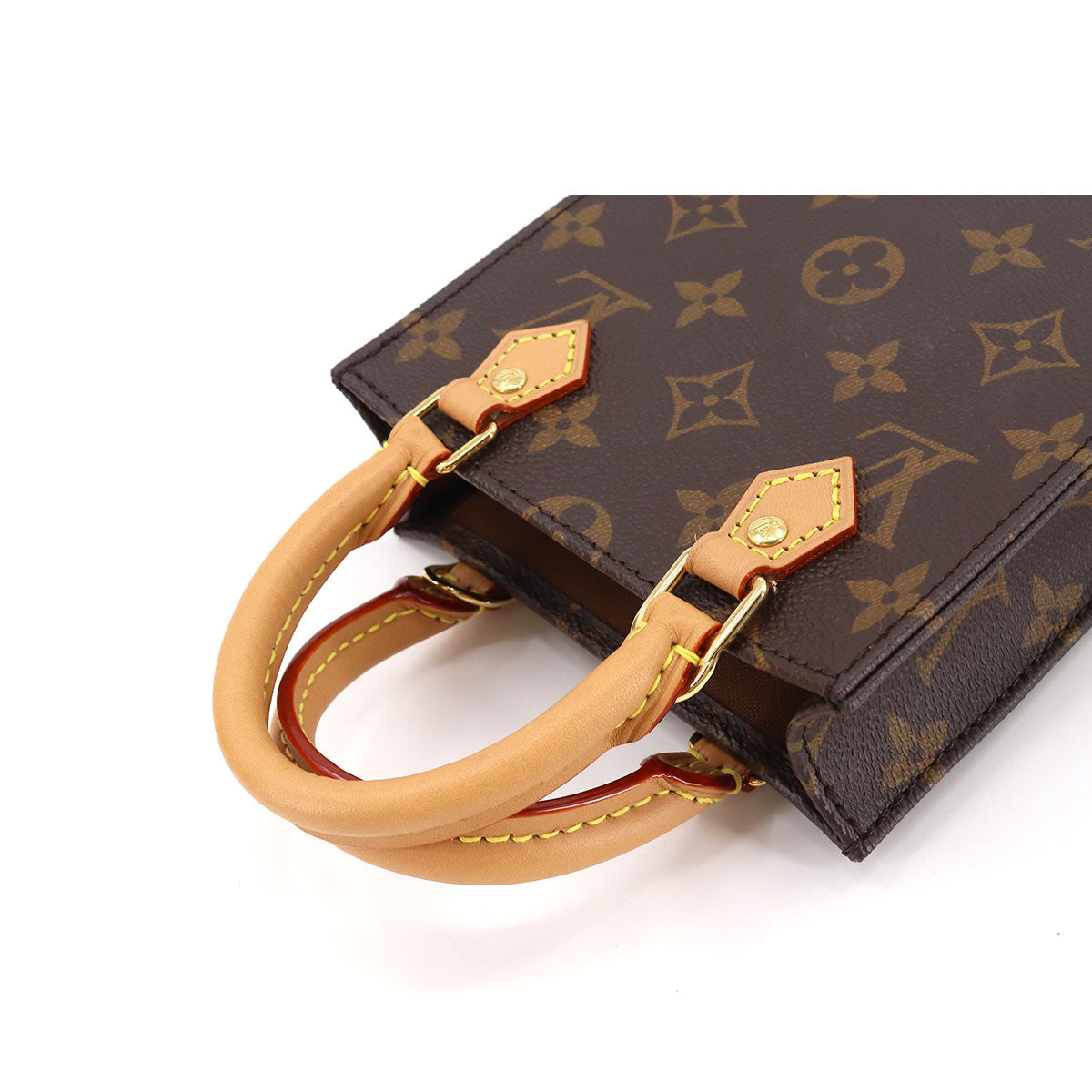 Louis Vuitton Monogram Petit Sac Plat 2way Hand Shoulder Bag Brown