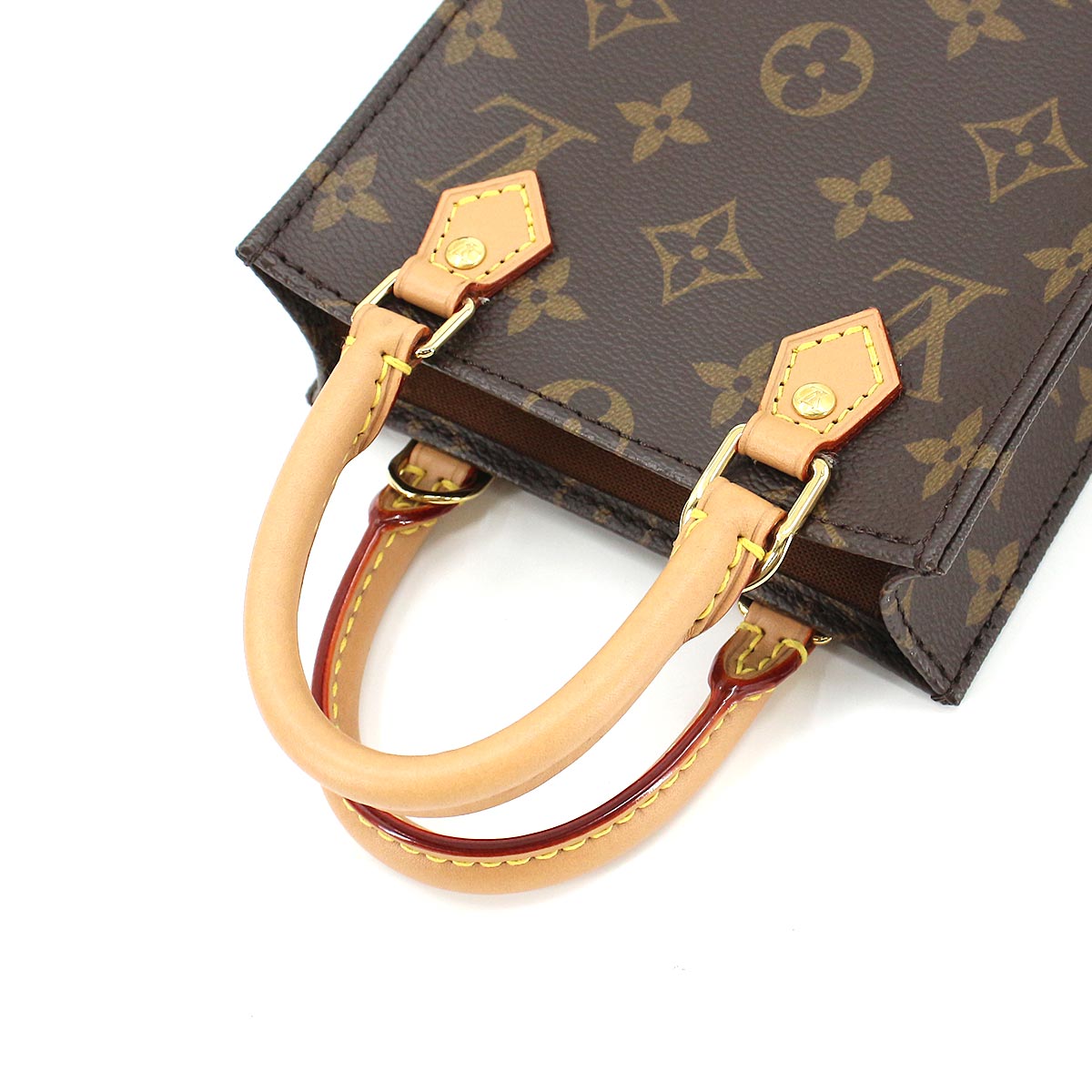 Louis Vuitton Monogram Petit Sac Plat 2 Way Hand Shoulder Bag Brown