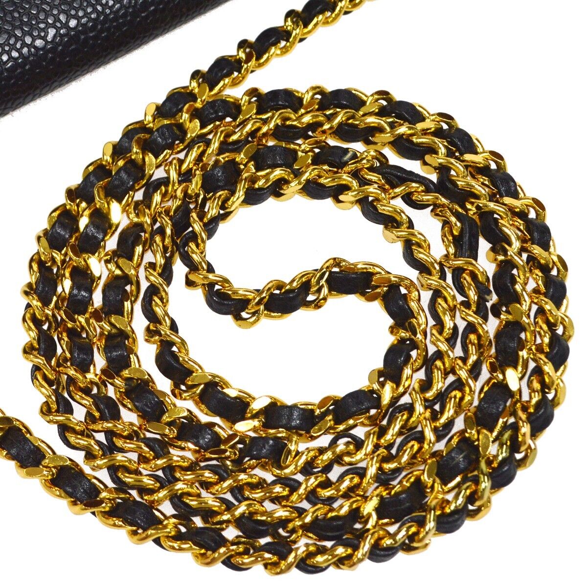 Chanel CC Chain Shoulder Wallet Bag Purse Black Caviar Skin