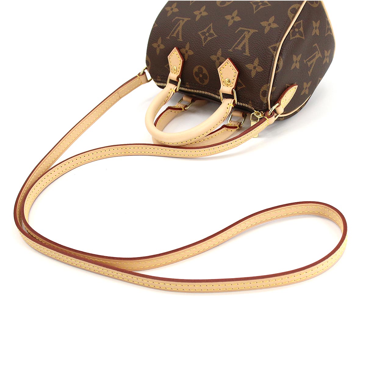 Louis Vuitton Monogram Nano Speedy 2 Way Hand Shoulder Bag Brown