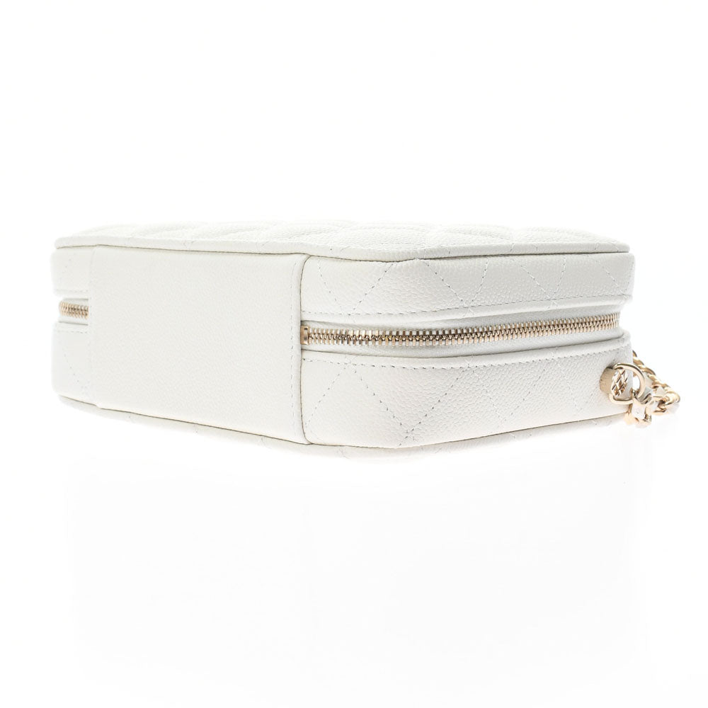 Chanel Matelasse Vanity Case White Gold Hardware Grained Calfskin Shoulder Bag