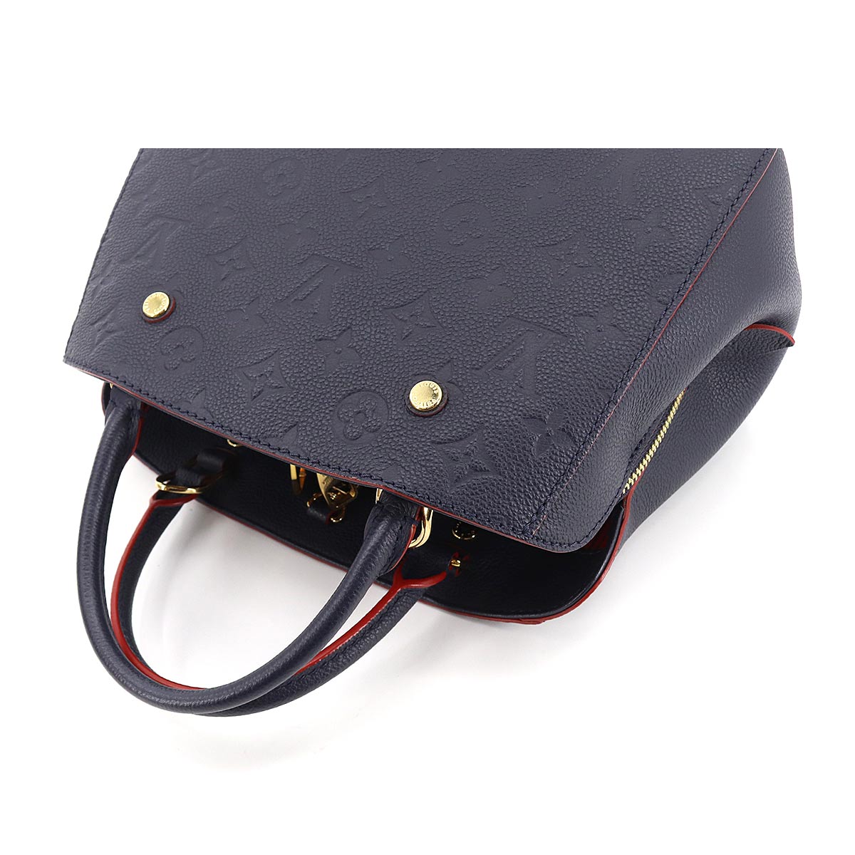 Louis Vuitton Monogram Implant Montaigne BB 2 Way Hand Shoulder Bag Leather Marine Rouge
