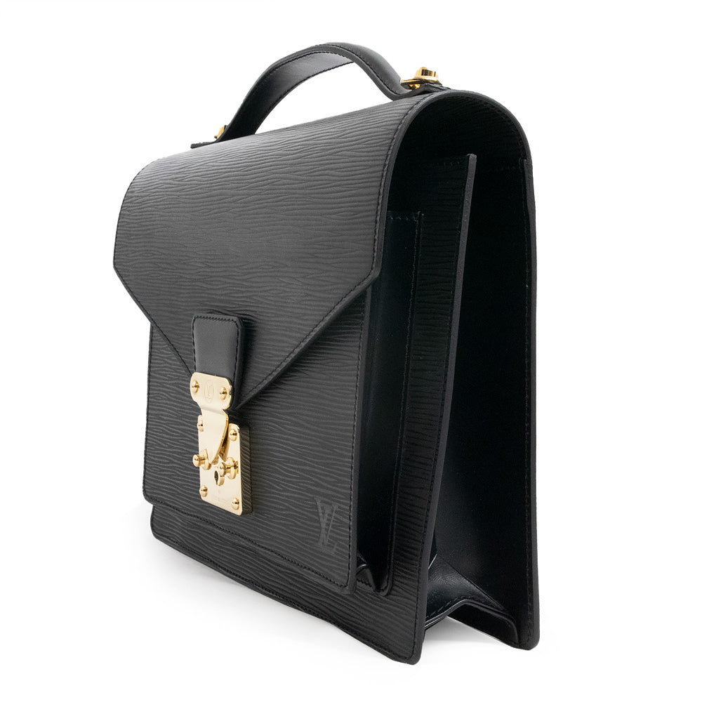Louis Vuitton Monceau Shoulder Bag Epi Leather Black