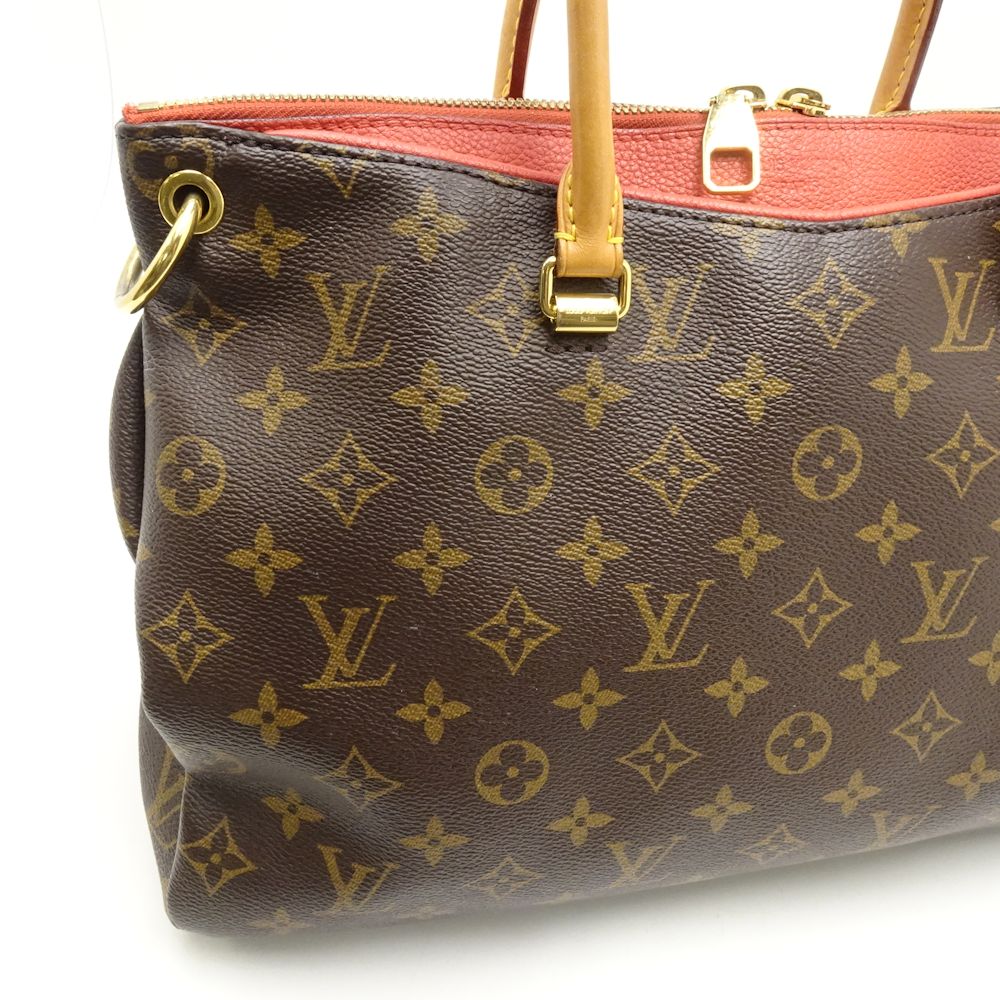 Louis Vuitton Monogram Pallas Rose Pink 2WAY Bag Brown