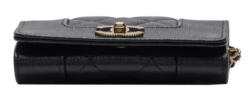Chanel Mini Matelasse Push Lock Chain Shoulder Caviar Skin Gold Hardware
