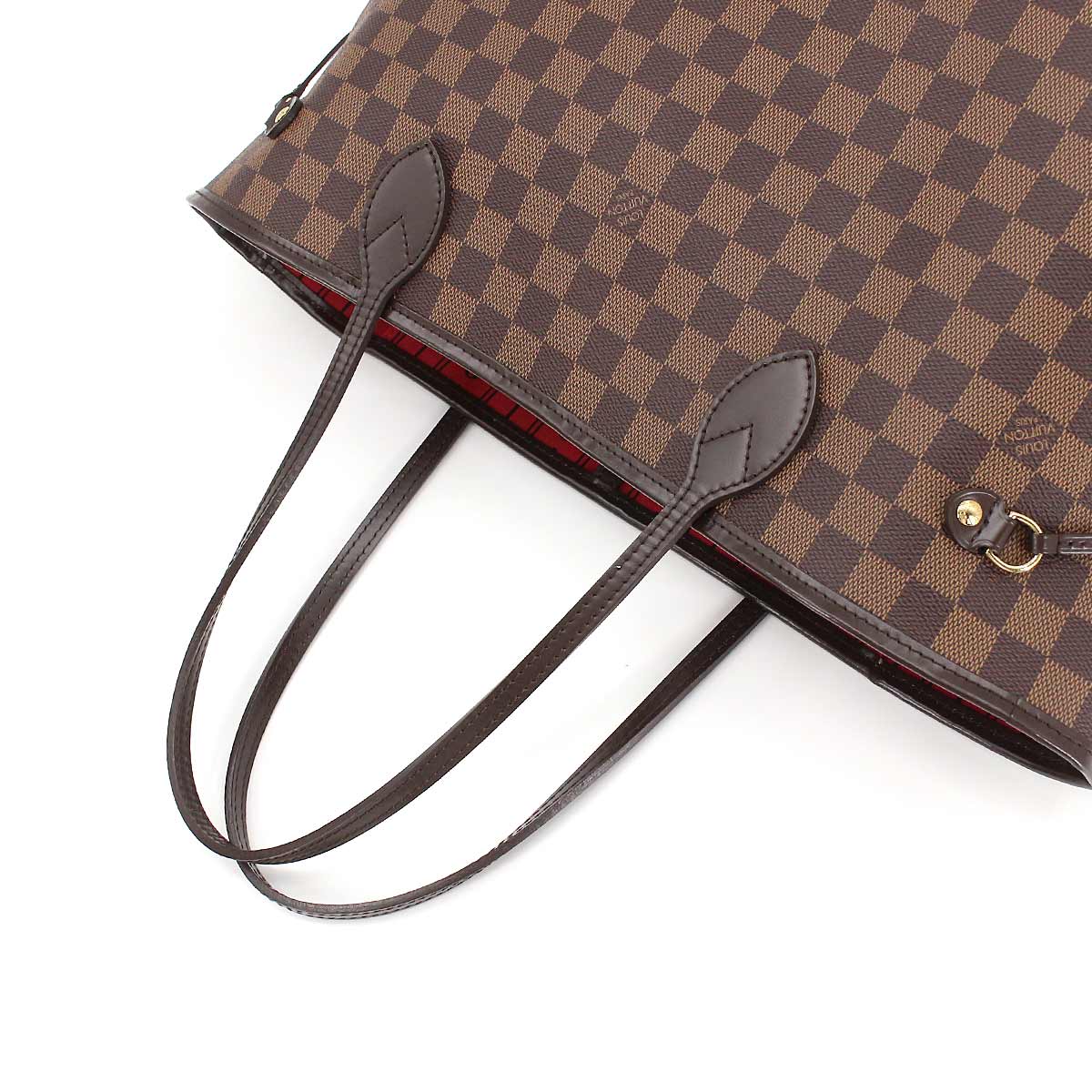 Louis Vuitton Damier Neverfull MM Tote Bag Ebene Cerise Brown Gold Hardware
