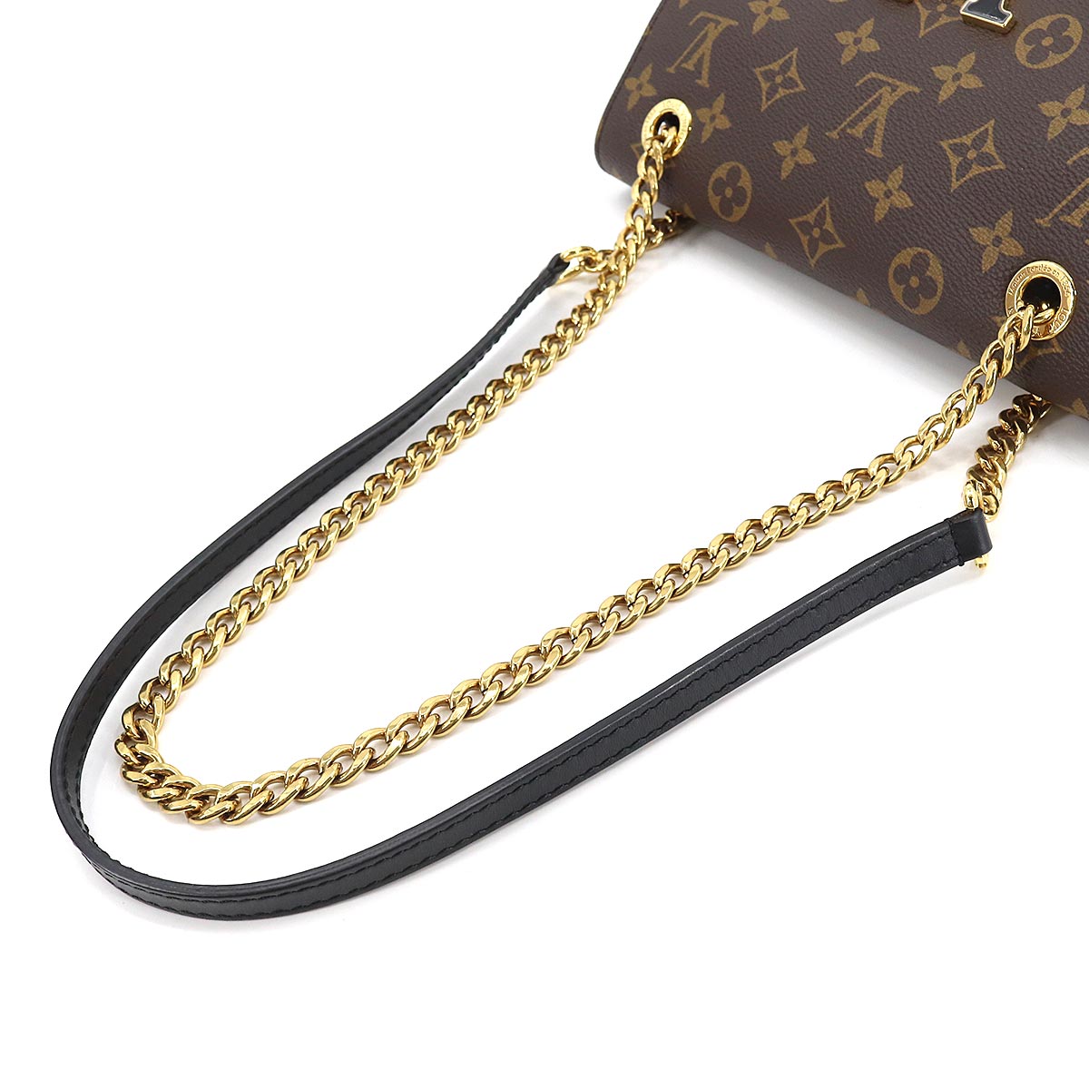 Louis Vuitton Monogram Passy Chain Shoulder Bag Brown Black